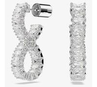 Hyperbola hoop earrings, Infinity, White, Rhodium plated