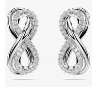 Swarovski Women's Hyperbola Rhodium Plated White Infinity Earrings 5687269 in Silver Swarovski Silver One Size