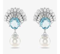 Swarovski Idyllia Rhodium Plated Blue Sheel & Pearl Dropper Earrings 5680301