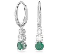 Swarovski Womens Ladies Stilla Attract drop earrings Round cut Green Rhodium plated 5646718