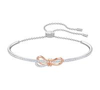 Swarovski Women's Lifelong Bow Bangle Bracelet, Brilliant White Crystals with Mixed Metal, from the Swarovski Lifelong Bow Collection