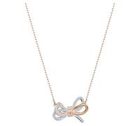 Swarovski Women's Lifelong Bow Necklace, Finely Cut Stones in White with a Rose-Gold Tone Plated Chain, from the Swarovski Lifelong Bow Collection