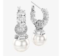 Swarovski Matrix White Hoop Pearl Drop Earrings 5691716