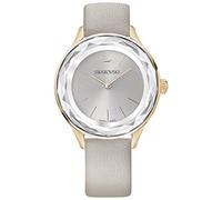 Swarovski Women's Octea Nova Analogue Quartz Watch, Chic Grey Leather Strap with Rose-Gold Tone Plated Stainless Steel Case