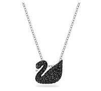 Swarovski womens Pendant Necklace, Swarovski Iconic Swan Necklace, Crystals,Rhodium plated / Black, One Size
