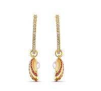 Swarovski Women's Shell Pearl Earrings, Pierced Hoop Earrings with Crystals, Gold-tone Plated, from the Amazon Exclusive Swarovski Shell Collection