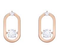Una stud earrings, Round cut, Oval shape, White, Rose gold-tone plated