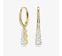 Stilla Attract hoop earrings, Round cut, White, 18K gold finish