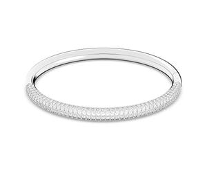 Swarovski Women's Stone bangle, White, Rhodium plated, Crystals, Stainless steel / White, Small