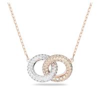 Swarovski Stone Necklace, Circle, White, Rose Gold-Tone Plated