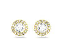Swarovski Womens Stud Earrings, Crystals, Gold Tone Plated / White, One Size