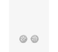 Swarovski Womens Swarovski Constella Rhodium-Plated and Zirconia Stud Earrings White
