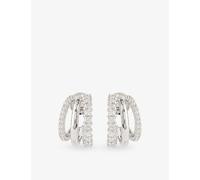 Swarovski Womens Swarovski Hyperbola Rhodium-Plated and Cubic Zirconia Hoop Earrings White