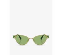 Swarovski Womens Swarovski Sk7003 Irregular-Frame Metal Sunglasses Gold