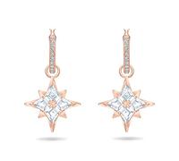 Swarovski Women's Symbolic Stud Pierced Hoop Earrings, Set of Brilliant White Swarovski Crystal Star Earrings with Rose-gold tone plating