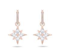 Swarovski Women's Symbolic Stud Pierced Hoop Earrings, Set of Brilliant White Swarovski Crystal Star Earrings with Rose-gold tone plating
