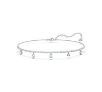 Swarovski Women's Tennis Deluxe Choker Necklace, Finely Cut Stones in White with a Rhodium Plated Chain