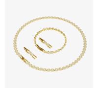 Swarovski Una Angelic Jewellery Set, Necklace & Bracelet with Clear Round-Cut Crystals in a Gold-Tone Finished Setting, Part of the Una Angelic Collection