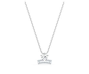 Swarovski Women's Zodiac Libra Pendant Necklace, Finely Cut Stones in White with a Mixed Metal Finished Chain and a Shimmering T-bar Coin Closure