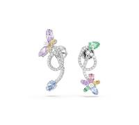 Swarovski X Ariana Grande Drop Earrings With Ear Jacket, Mixed Cuts, Dragonfly, Flower, Multicolored, Rhodium Plated