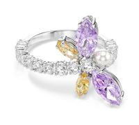 Swarovski X Ariana Grande Motif Ring, Mixed Cuts, Dragonfly, Multicolored, Rhodium Plated
