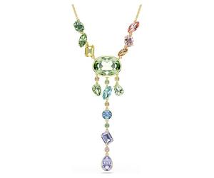 Swarovski Y Gem-Necklace, Mixed Cut Multicolor, Gold Plated