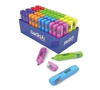 Swash Chisel Tip Coloured Highlighter Pens Multipack (Pack of 48) for Pencil Case and Stationary Supplies Essentials, HLP48A