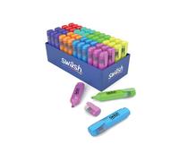 Swash Chisel Tip Coloured Highlighter Pens Multipack (Pack of 48) for Pencil Case and Stationary Supplies Essentials, HLP48A
