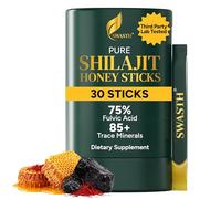 Swasth Shilajit Honey Sticks 30 Pack - Pure Himalayan Shilajit Resin with Saffron & Natural Honey | 75% Fulvic Acid, 85+ Trace Minerals | Individually Wrapped | Energy & Vitality for Men & Women