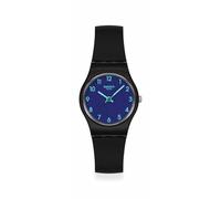 Swatch Analog Watch with Dark Blue Dial, Light Green Luminous Numbers, Matte Black Case and Strap lb188