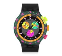 Swatch Big Bold Chrono - Unisex Polymer Watch, Black Quartz, Water Resistant, Swatch Neon SEPPIA