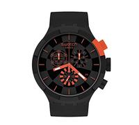 Swatch Big Bold Chrono Unisex Watch Casual Plastic Black Automatic Waterproof Checkpoint Red