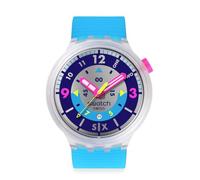 Swatch Big Bold Unisex Casual Clear Polymer Quartz Water Resistant Swatch NEON Hielo Watch