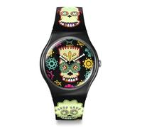 Swatch Casual Watch Simpsons Haloween Unisex Black Quartz Bio-sourced D'Oh of The Dead, Black