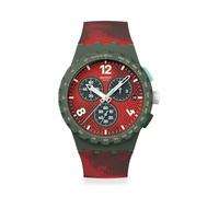 Swatch Chrono 42 Unisex Quartz Polymer Water Resistant Watch Red