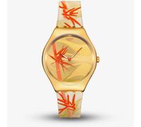 Swatch Golden Red Bamboo Fabric Strap Watch SYXZ105