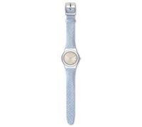 Swatch Heartfelt Ladies Silver Dial Blue Leather Strap Watch