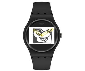 Swatch Keith Haring X Disney Mickey Mouse Blanc Sur Noir Watch SUOZ337