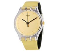 SWATCH MEN'S 43MM GOLD-TONE PLASTIC BAND & CASE QUARTZ ANALOG WATCH SUOK120