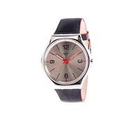 Swatch Mens Analogue Swiss Quartz Watch with Real Leather Strap SS07S104