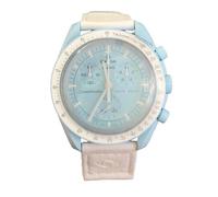Swatch MoonSwatch Omega x Mission to Uranus Ostrich Leather Wrist Watch