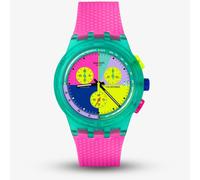 Swatch Neon Flash Arrow Pink & Green Chronograph Watch SUSG408