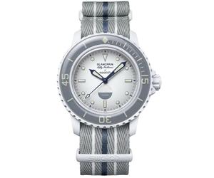 Swatch Scuba Fifty Fathoms X Blancpain Antarctic Ocean Wrist Watch, grey, Strap