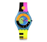 Swatch Skin Classic Biosourced Unisex Casual Watch Quartz Waterproof, Neon Flumotions, Retro