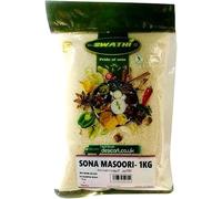 Swathi Sona Masoori Rice 1kg Lightweight Aromatic Ideal for Daily Cooking South Indian Meals Biryani and Pulao Product From India Pack of 1