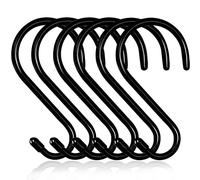 Swatowot® 10 Pack 15 cm Large Heavy Duty S Hooks Non Slip Vinyl Coated S Hook for Hanging, Steel Metal Black Rubber Coated Closet S Hooks for Hanging Plants Jeans Pot Pan Cups Towels Hats Jewelry