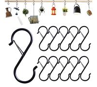 Swatowot 10 Pack Safety Buckle Design S Hooks 9 cm S Hooks for Hanging S Shaped Hooks for Utensil and Closet Rod Black S Hooks for Hanging Plants Pots and Pans