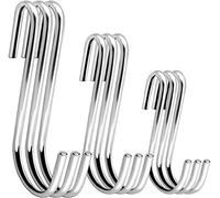 Swatowot 15 Pack Heavy Duty S Hooks 3 Sizes S Shaped Hanging Hooks Large Hangers for Kitchen, Bathroom, Bedroom and Office (15 Pack, Small+Medium+X-Large, Silver)