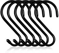 Swatowot 5 Pack 15 cm Large Heavy Duty S Hooks Non Slip Vinyl Coated S Hook for Hanging, Steel Metal Black Rubber Coated Closet S Hooks for Hanging Plants Jeans Pot Pan Cups Towels Hats Jewelry