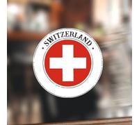Swavecat 100PCS Round Switzerland Flag Round Circle Stickers Patriotic National Symbolic Stickers Switzerland Vinyl Round Sticker Decal for Envelopes Box and Gift Packaging 3inch